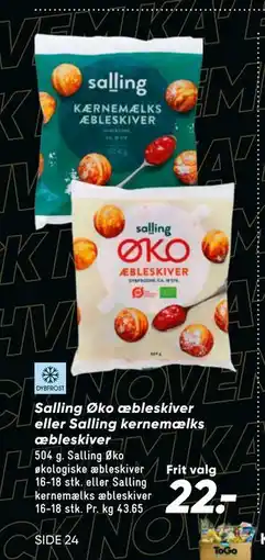 Bilka Salling Øko æbleskiver eller Salling kernemælks æbleskiver, DKK 22 tilbud