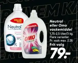 Bilka Neutral eller Omo vaskemiddel, DKK 79 tilbud