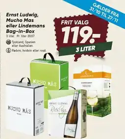Bilka Ernst Ludwig, Mucho Mas eller Lindemans Bag-in-Box, DKK 119 tilbud