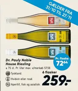 Bilka Dr. Pauly Noble House Riesling, DKK 259 tilbud