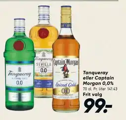 Bilka Tanqueray eller Captain Morgan 0,0%, DKK 99 tilbud