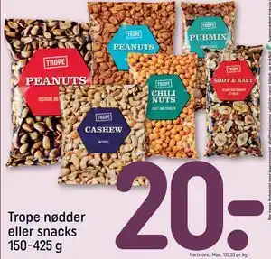 Trope nødder eller snacks 150-425 g, DKK 20