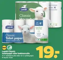 Netto Lambi Classic toiletpapir eller køkkenrulle, DKK 19 tilbud