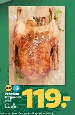 Netto Premieur fritgående and, DKK 119 tilbud