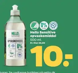 Netto Hello Sensitive opvaskemiddel, DKK 10 tilbud