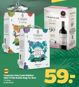 Netto Trapiche Oak Cask Malbec eller Frida Kahlo Bag-in-Box, DKK 59 tilbud