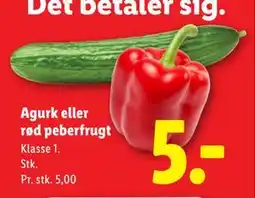 Lidl Agurk eller rød peberfrugt, DKK 5 tilbud