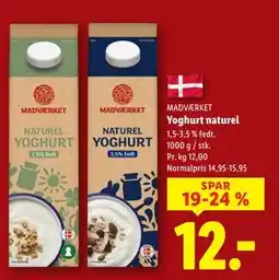 Lidl Yoghurt naturel, DKK 12 tilbud