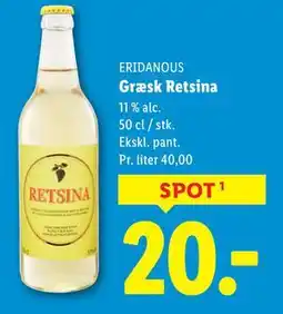Lidl Græsk Retsina, DKK 20 tilbud
