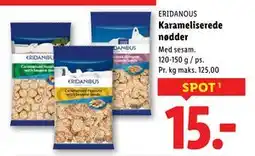 Lidl Karameliserede nødder, DKK 15 tilbud