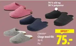 Lidl Clogs med filt, DKK 75 tilbud