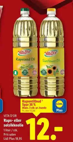 Lidl Raps- eller solsikkeolie, DKK 18.95, App-pris tilbud
