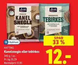 Lidl Kanelsnegle eller tebirkes, DKK 12 tilbud