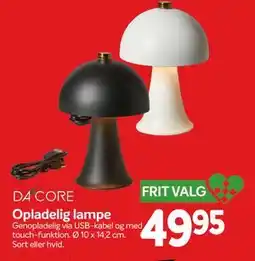 Din Isenkræmmer Opladelig lampe, DKK 49.95 tilbud