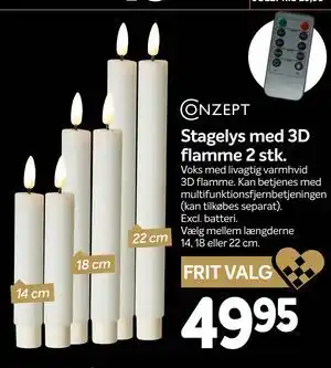 Din Isenkræmmer Stagelys med 3D flamme 2 stk, DKK 49.95 tilbud