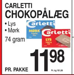 ABC Lavpris Carletti chokopålæg tilbud