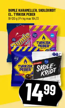Løvbjerg Dumle karameller, skolekridt el. tyrkisk peber tilbud