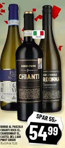 Løvbjerg Borgo al pascolo chianti docg el. chardonnay el. castel del lago pinot grigio tilbud