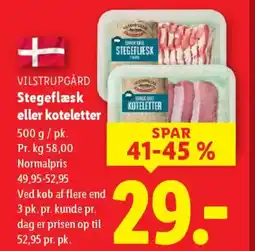 Lidl Vilstrupgård stegeflæsk eller koteletter tilbud