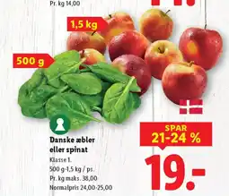 Lidl Danske æbler eller spinat tilbud