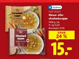 Lidl Dybfrost chef select hønse- eller oksekødssuppe tilbud