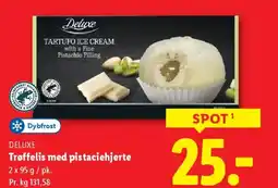 Lidl Dybfrost deluxe trøffelis med pistaciehjerte tilbud