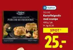 Lidl DELUXE Dybfrost Kartoffelgratin med svampe tilbud