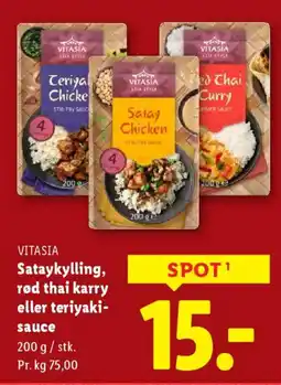Lidl Vitasia sataykylling, rød thai karry eller teriyaki- sauce tilbud