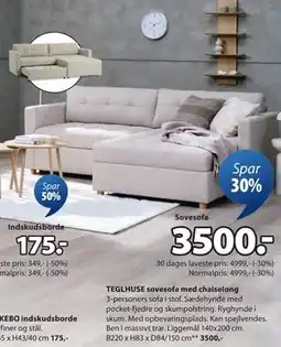 JYSK TEGLHUSE sovesofa med chaiselong, DKK 3500 tilbud