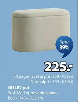 JYSK GISLEV puf, DKK 225 tilbud
