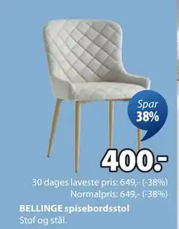 JYSK BELLINGE spisebordsstol, DKK 400 tilbud