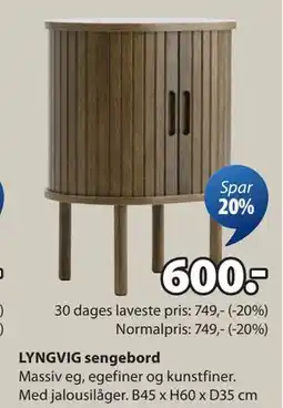 JYSK LYNGVIG sengebord, DKK 600 tilbud