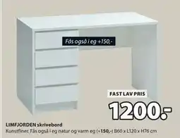 JYSK LIMFJORDEN skrivebord, DKK 1200 tilbud