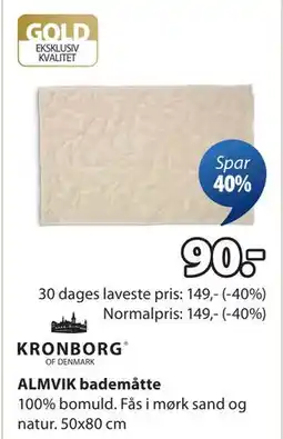 JYSK ALMVIK bademåtte, DKK 90 tilbud