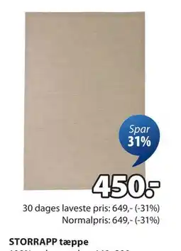 JYSK STORRAPP tæppe., DKK 450 tilbud