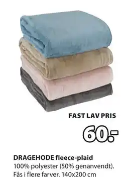 JYSK DRAGEHODE fleece-plaid, DKK 60 tilbud