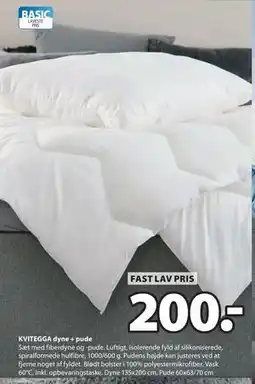 JYSK KVITEGGA dyne + pude, DKK 200 tilbud