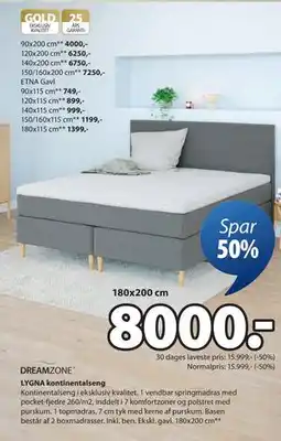 JYSK LYGNA kontinentalseng, DKK 8000 tilbud