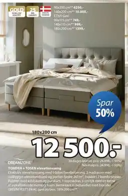 JYSK TONDRA + TOSEN elevationsseng, DKK 12500 tilbud