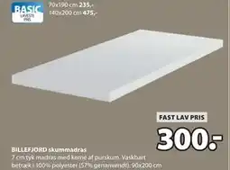 JYSK BILLEFJORD skummadras, DKK 300 tilbud