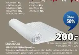 JYSK BERGSFJORDEN rullemadras, DKK 200 tilbud