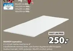 JYSK MARREN topmadras, DKK 250 tilbud