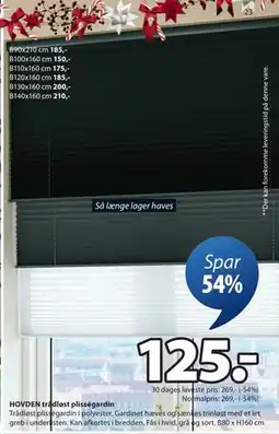 JYSK HOVDEN trådløst plisségardin tilbud