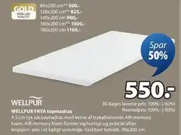 JYSK WELLPUR FRYA topmadras, DKK 550 tilbud