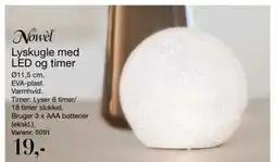 Harald Nyborg Lyskugle med LED og timer, DKK 19 tilbud