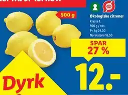 Lidl Økologiske citroner, DKK 12 tilbud