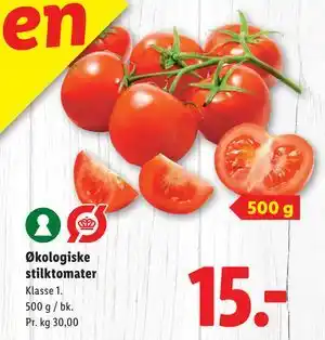Lidl Økologiske stilktomater, DKK 15 tilbud