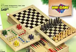 Buddy Leg 4-i-1 skak, backgammon, dam, ludo tilbud