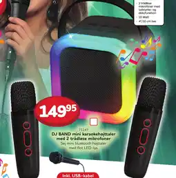 Buddy Leg DJ BAND mini karaokehøjttaler med 2 trådløse mikrofoner tilbud