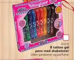 Buddy Leg 8 tattoo gel pens med skabeloner tilbud